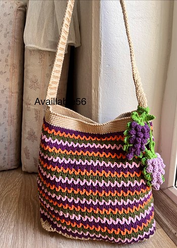 Renkli Bohem Örgü Kadın Çanta - Görsel 6