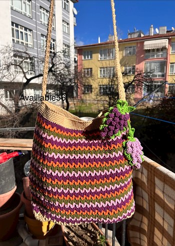 Renkli Bohem Örgü Kadın Çanta - Görsel 4