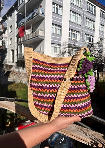 Renkli Bohem Örgü Kadın Çanta - Görsel 3