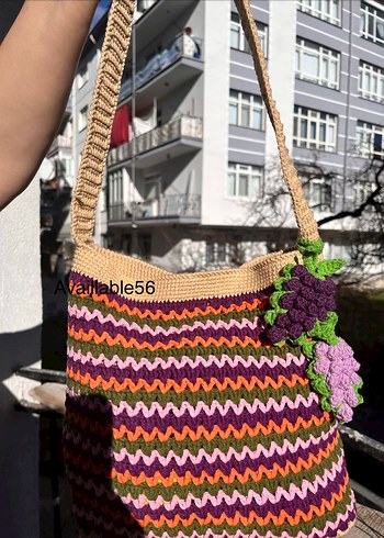 Renkli Bohem Örgü Kadın Çanta - Görsel 2
