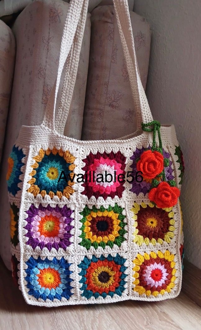 Renkli Örgü Bohem Kadın Çanta - Görsel 2