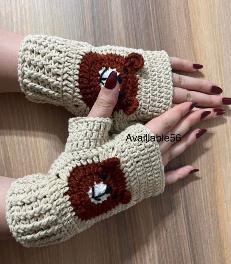 Bohem Tarz Örgü Kadın Eldiveni - Görsel 4