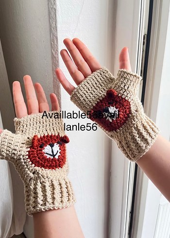 Bohem Renkli Örgü Kadın Eldiveni - Görsel 3