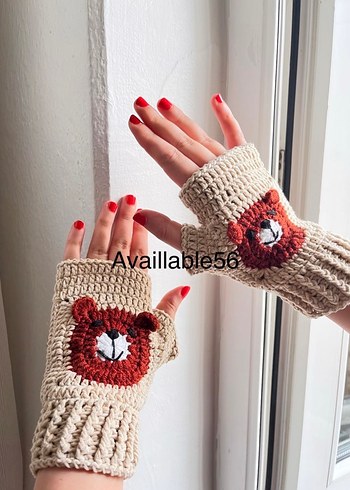 Bohem Renkli Örgü Kadın Eldiveni - Görsel 4