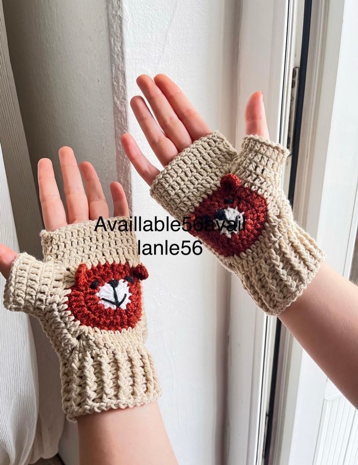 Bohem Renkli Örgü Kadın Eldiveni - Görsel 3