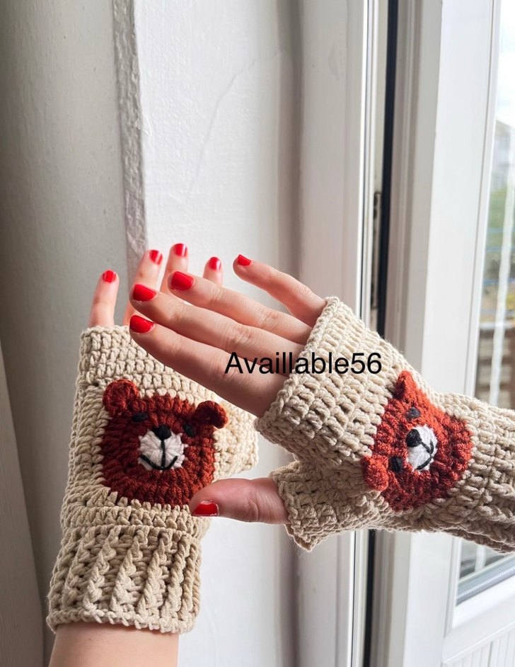 Bohem Renkli Örgü Kadın Eldiveni - Görsel 2