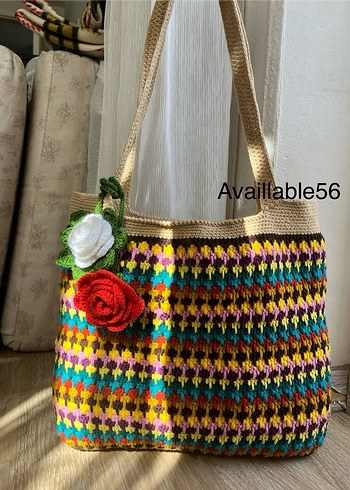 Renkli Örgü Bohem Kadın Çanta - Görsel 6