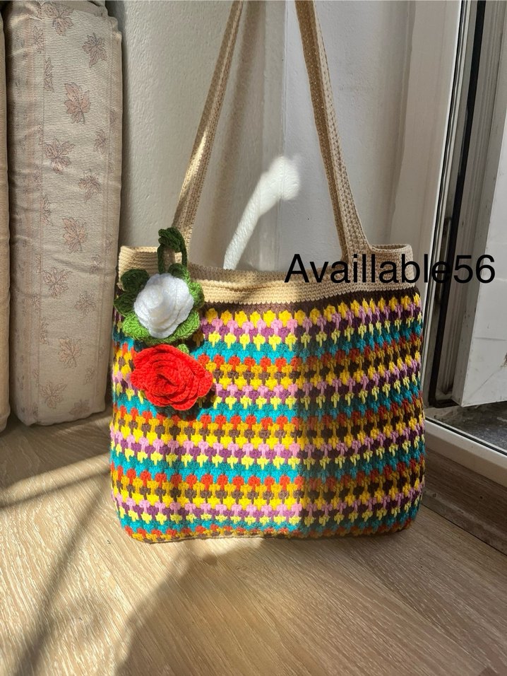 Renkli Örgü Bohem Kadın Çanta - Görsel 3