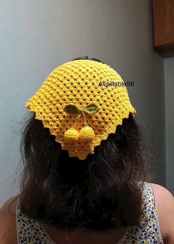 Sarı Dantel Detaylı Örgü Saç Bandı - Görsel 2