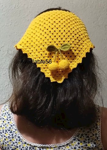 Sarı Dantel Detaylı Örgü Saç Bandı - Görsel 3