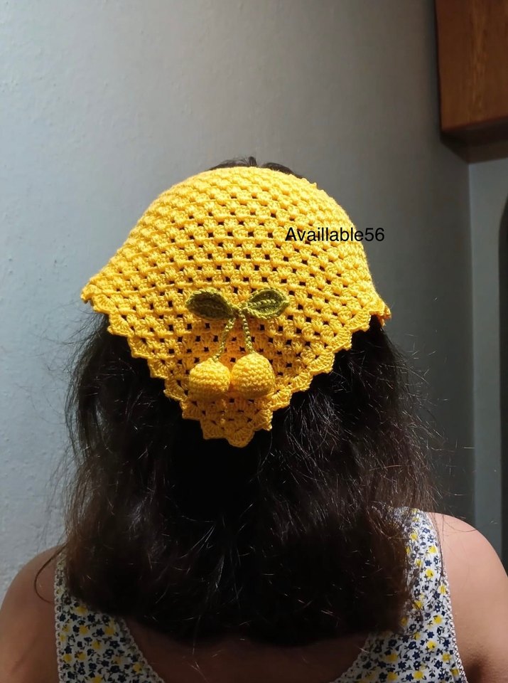 Sarı Dantel Detaylı Örgü Saç Bandı - Görsel 2