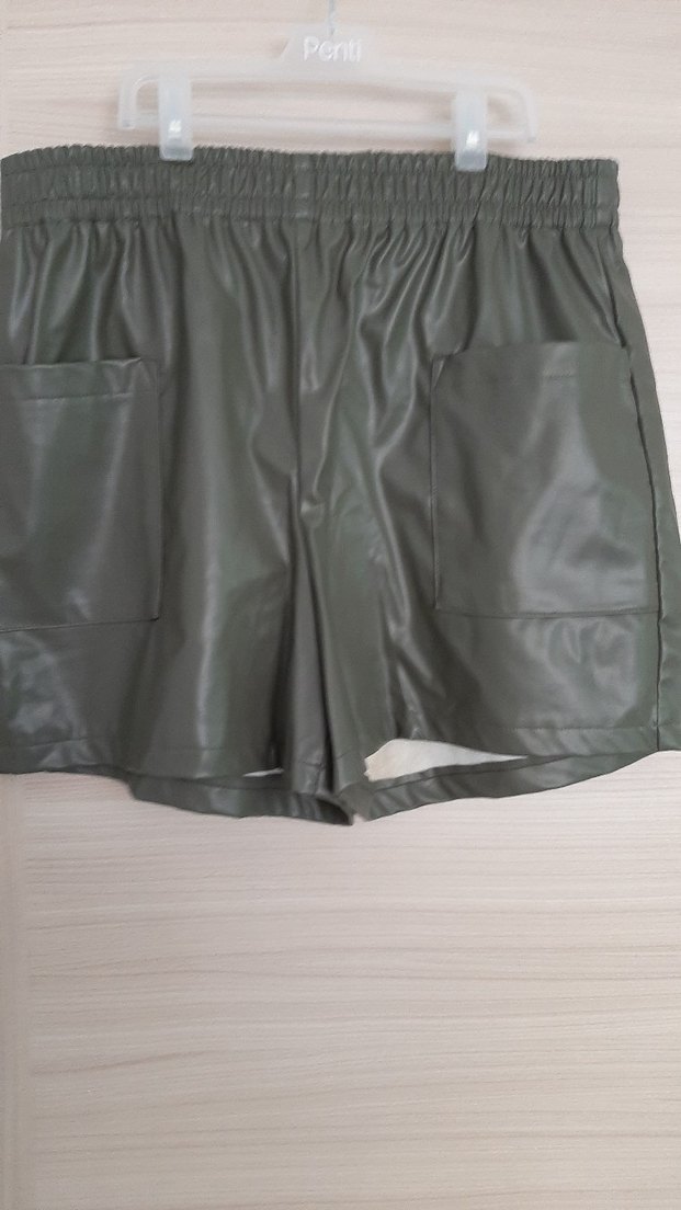 Kadın LCW markai beli lastikli deri Şort - Görsel 2