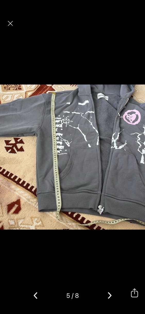 Kadın Gri Baskılı Fermuarlı Sweatshirt - Görsel 5