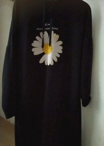 Siyah Çiçek Baskılı Uzun Kadın Elbisesi - Görsel 2