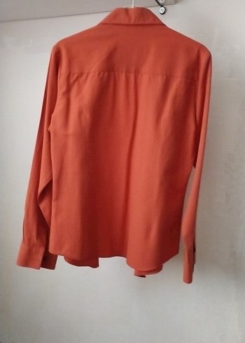 Kadın Kırmızı Düğmeli Uzun Kollu Gömlek - Görsel 2