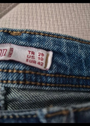 Düğmeli Mavi Kadın Denim Pantolon - Görsel 6