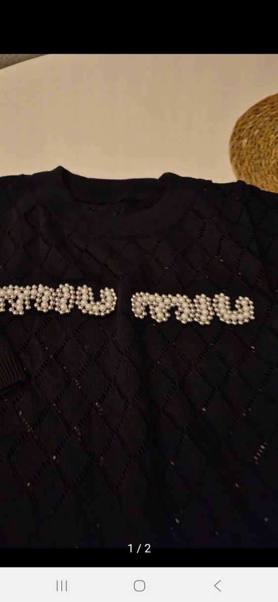 Siyah Nakışlı Mini Örgü Kadın Kazak - Görsel 2