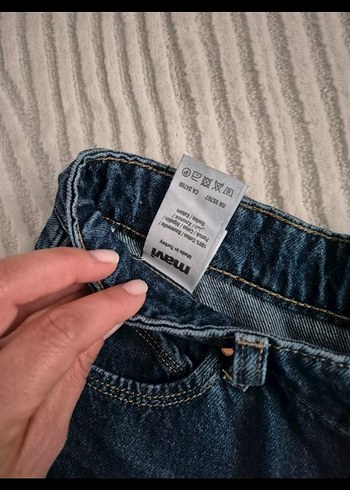 Kadın Lacivert Geniş Kesim Midi Kot Pantolon sıfır ürün - Görsel 2