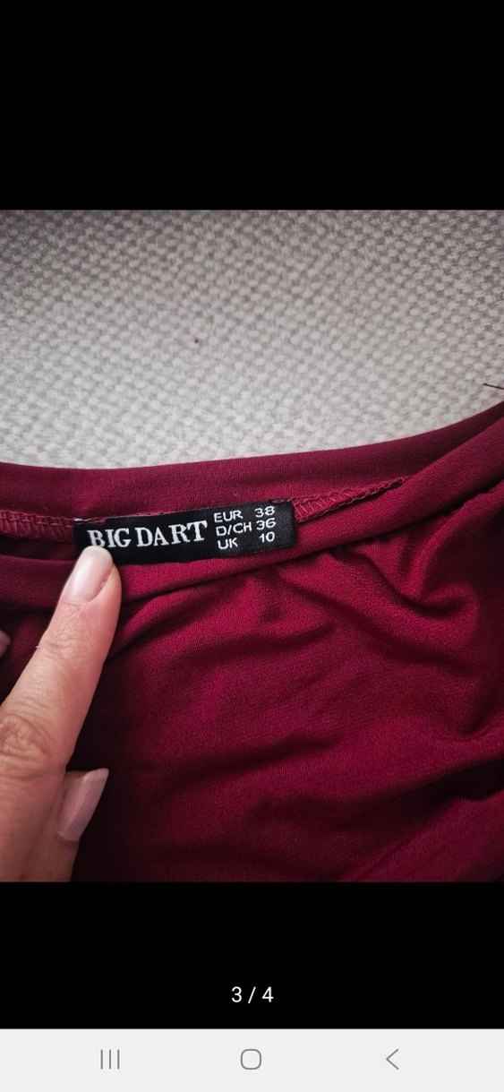 Bordo Drapeli Kısa Kollu Kadın Bluz - Görsel 3