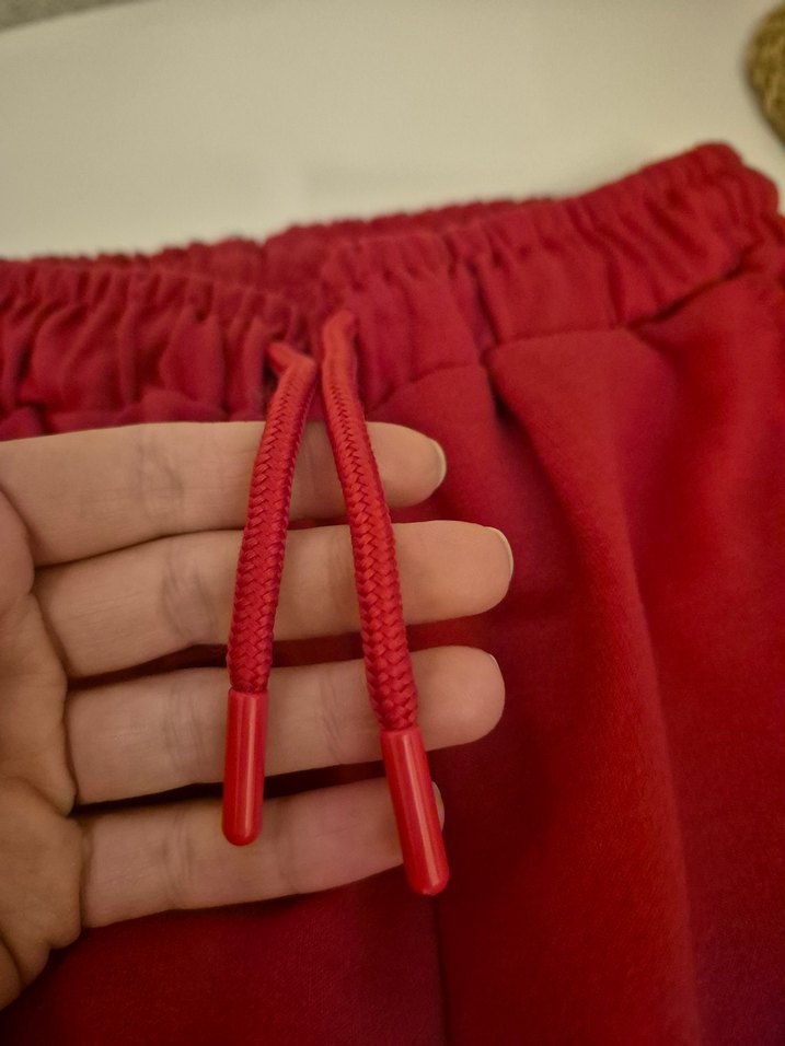 Kadın Kırmızı Rahat Kesim Eşofman Altı - Görsel 3