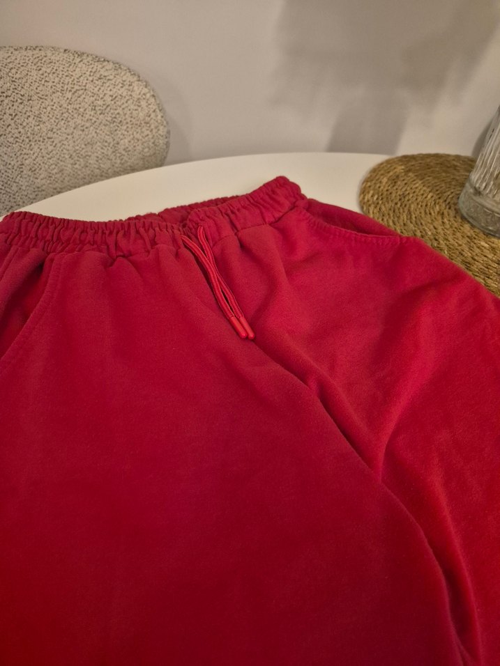 Kadın Kırmızı Rahat Kesim Eşofman Altı - Görsel 2