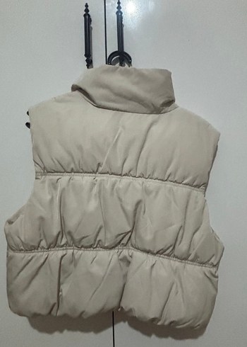 Bej Yüksek Yakalı Kadın Şişme Yelek - Görsel 2