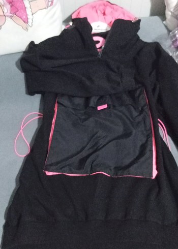 Kız Çocuk Siyah-Pembe Fermuarlı tunik elbise - Görsel 4