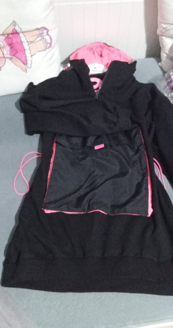 Kız Çocuk Siyah-Pembe Fermuarlı tunik elbise - Görsel 4