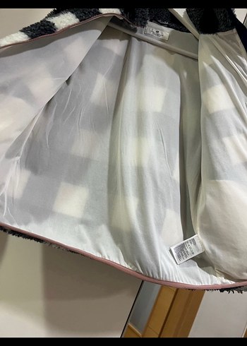 Kız  Çocuk Gri Ekose Sıcak Ceket - Görsel 4