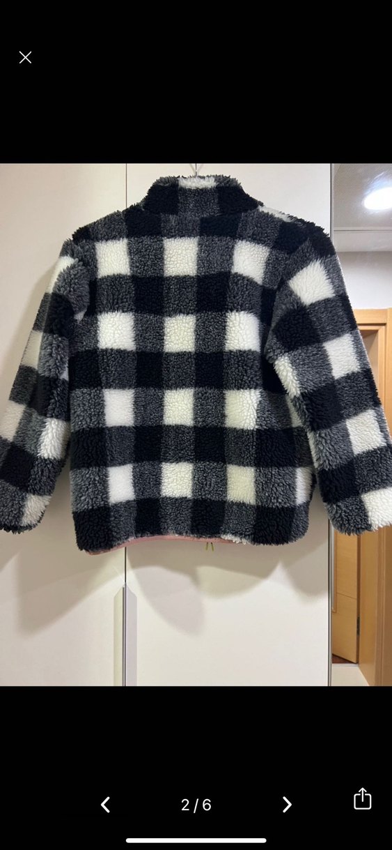 Kız  Çocuk Gri Ekose Sıcak Ceket - Görsel 2