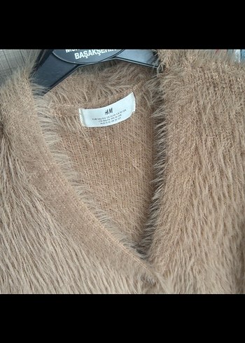 Bej Kız çocuk  Kürk Detaylı Triko Hırka - Görsel 5