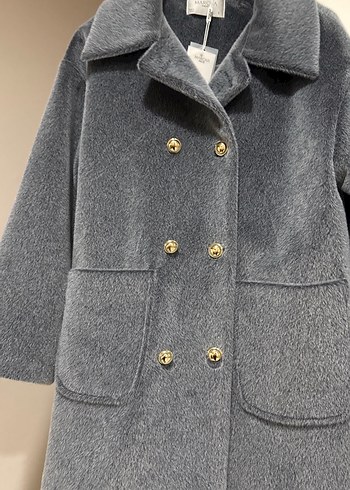 Düğmeli Gri Midi Kadın Kaban - Görsel 3