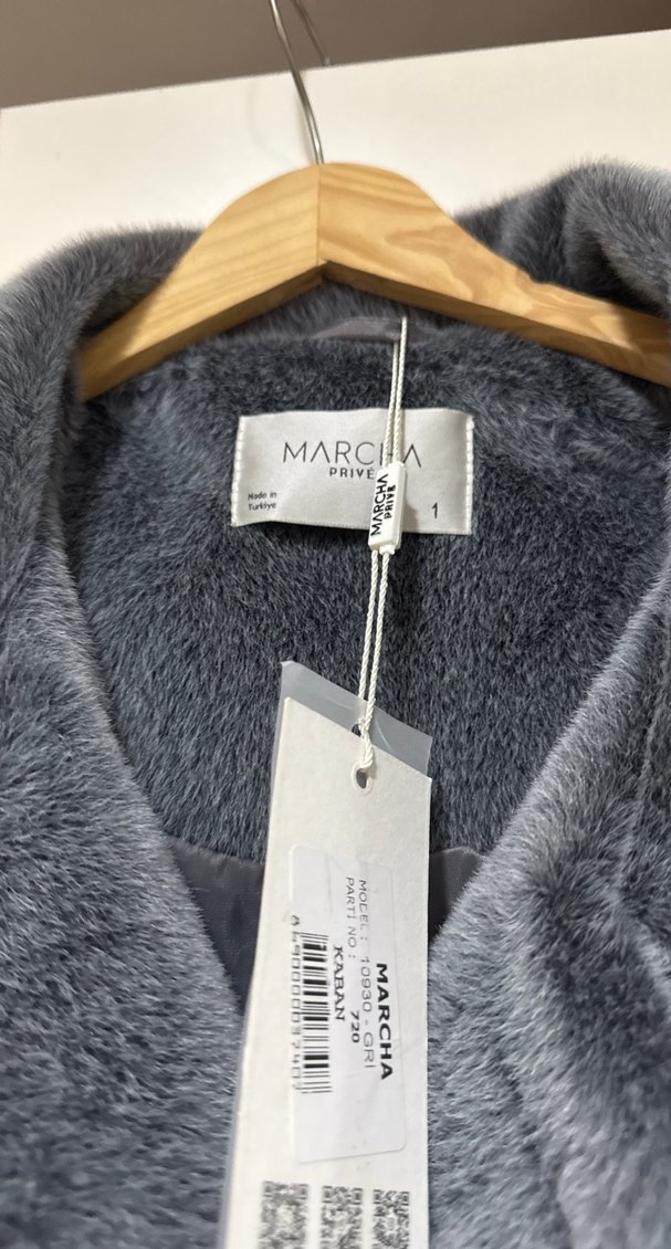 Düğmeli Gri Midi Kadın Kaban - Görsel 4