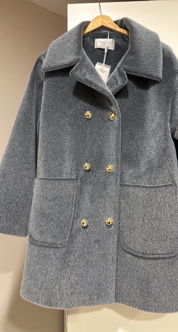 Düğmeli Gri Midi Kadın Kaban - Görsel 3