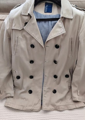 Bershka Bej Sehir Stili Cift Sira Dugmeli Ceket