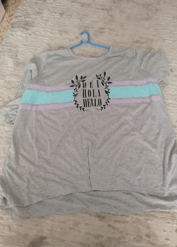 xl Beden gri Renk Gri Baskılı Hamile Tişörtü, Uzun Kollu, Rahat Kesim