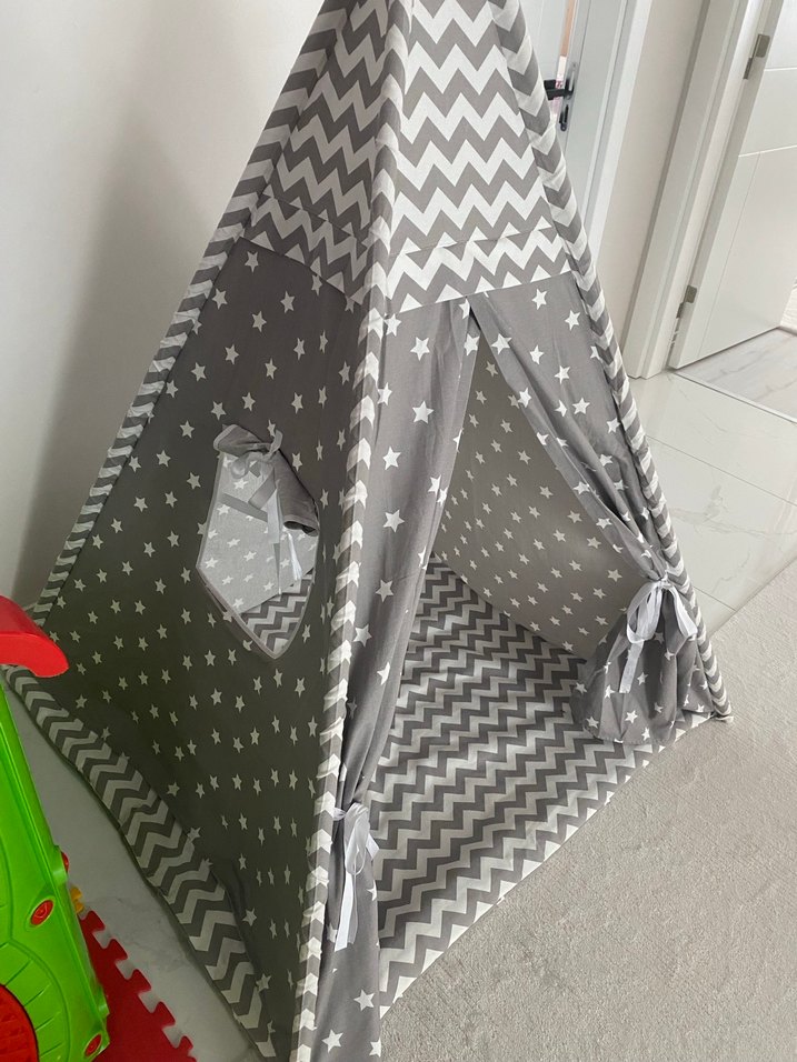 Gri Zebra Desenli Çocuk Çadırı - Görsel 3