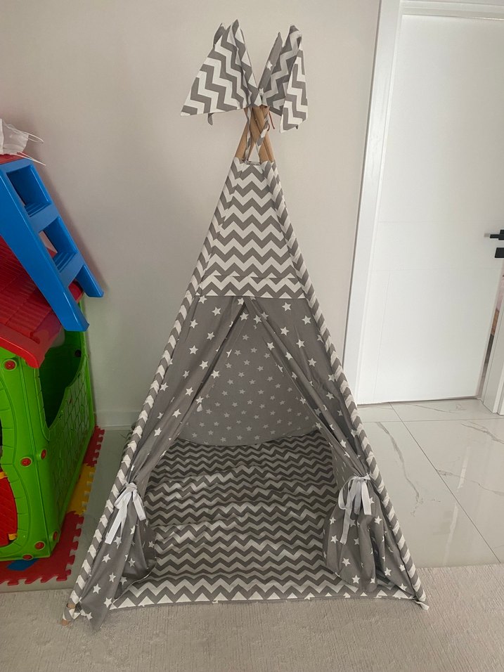 Gri Zebra Desenli Çocuk Çadırı - Görsel 2