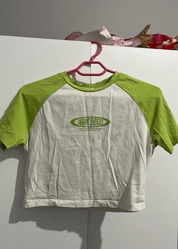 Addax Rahat Ve Sik Yesil Beyaz Raglan Tisort