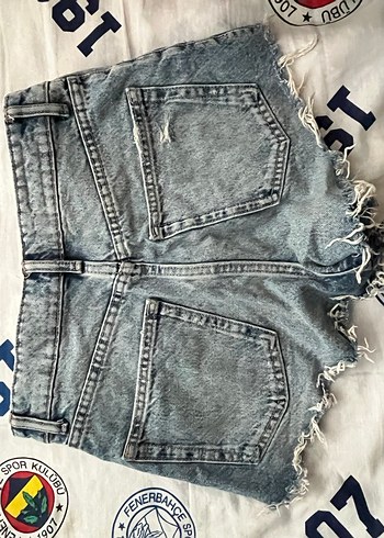 Düğmeli Bağlama Desenli Mini Kadın Kot Şort - Görsel 2