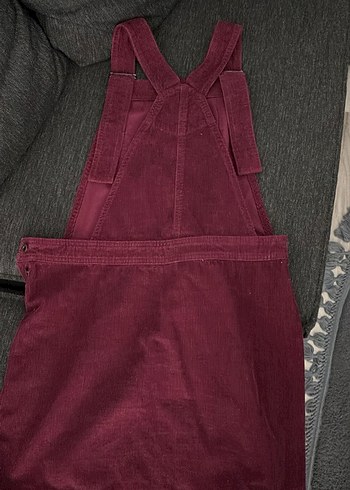 Kadın Bordo Süet Askılı Midi Salopet - Görsel 2