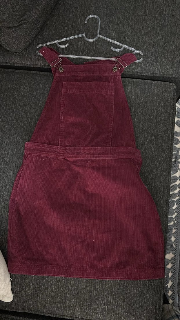 Kadın Bordo Süet Askılı Midi Salopet - Görsel 4