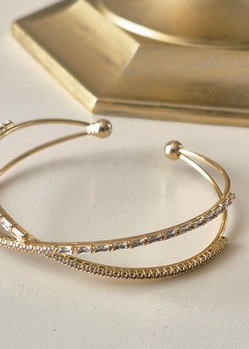 VIP kelepçe bileklik gold-taş detaylı - Görsel 2