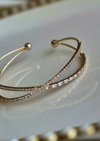 VIP kelepçe bileklik gold-taş detaylı - Görsel 4