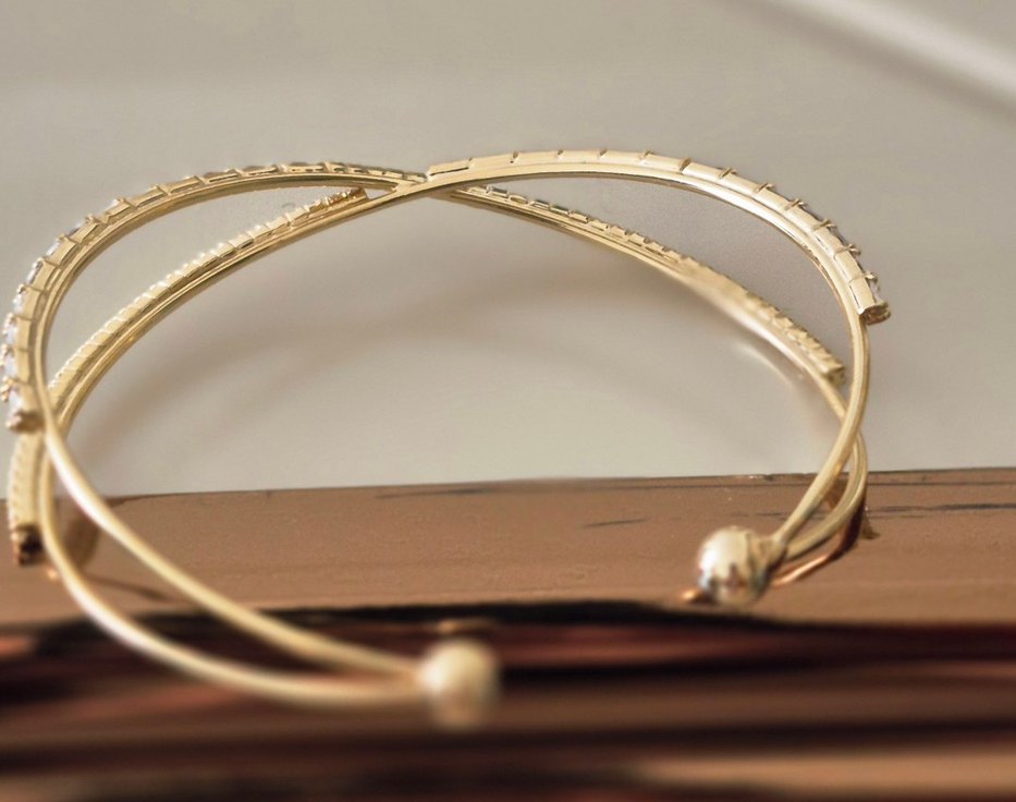 VIP kelepçe bileklik gold-taş detaylı - Görsel 3