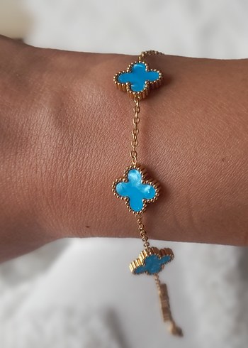 Çelik sedefli mavi cleef bileklik - Görsel 4