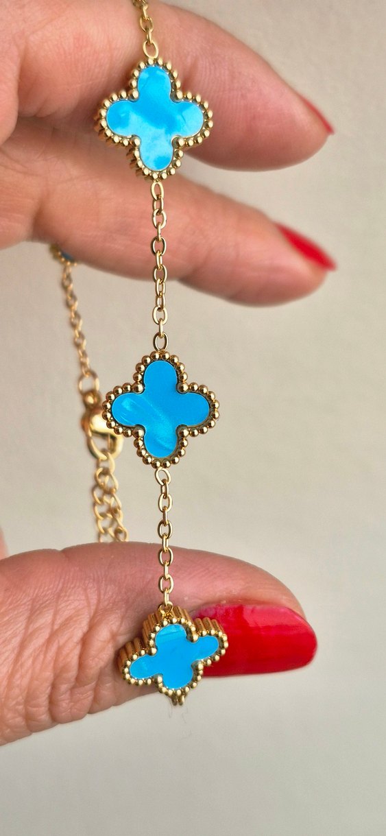 Çelik sedefli mavi cleef bileklik - Görsel 2