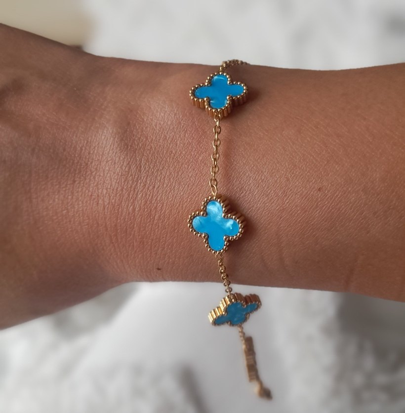 Çelik sedefli mavi cleef bileklik - Görsel 4