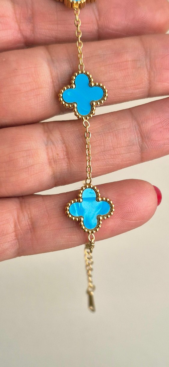 Çelik sedefli mavi cleef bileklik - Görsel 3