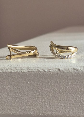 Xuping 14K Altın Suyu Kaplama Çelik Küpe - Görsel 2